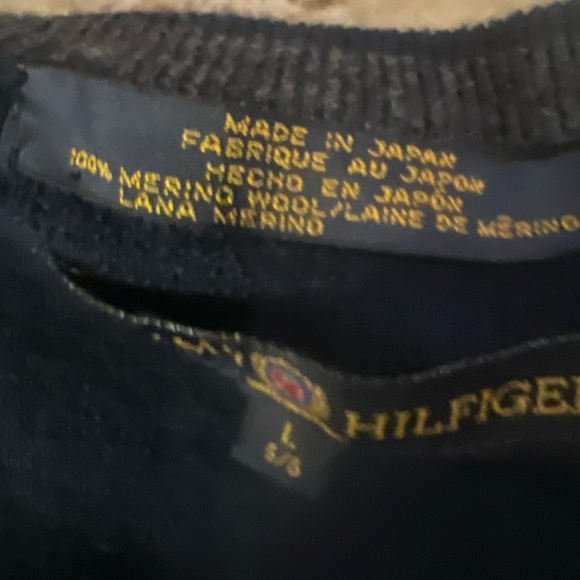 Tommy Hilfiger Mens Navy Blue  V-Neck 100% Merino Wool Jumper Vest Large - Picture 7 of 7